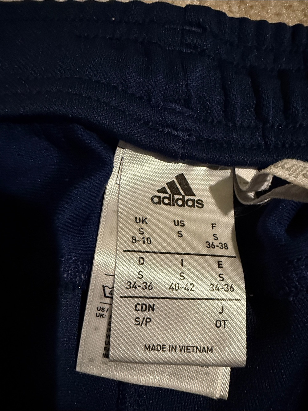 adidas Navy Track Pants with White Logo - Picture 3 of 13